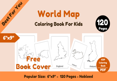 I will provide a coloring book national map 6x9 120 pages,  free book cover