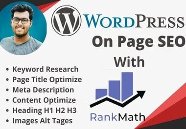 I will optimize wordpress on page SEO for your website using rank math