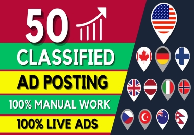 I will post 50 top classified ad posting sites.
