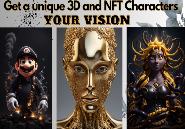 I will create a unique 3D and NFT characters that you can use everywhere