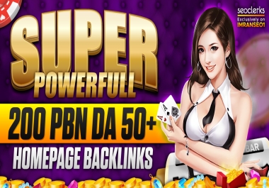 Get Super PowerFull Special 200 PBN HomePage Backlinks DA 50 plus