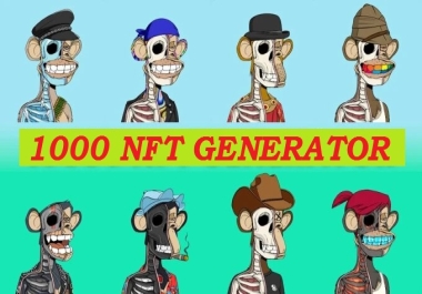 I will generate 1000 2D NFT art collection and metadata with rarities using your base character