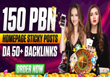 Powerful Permeant 150 Homepage Sticky PBN Backlinks DA50+ Sites Casino Poker Slot Gambling