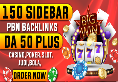 150 High-Authority Sidebar Dofollow casino poker,  slot,  judi PBN Backlinks with DA 50+ sites