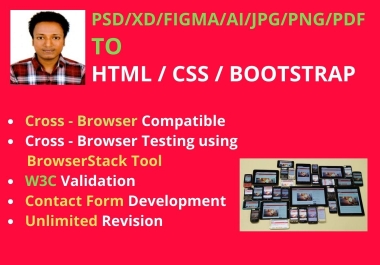 convert PSD to html figma to html xd to html css bootstrap 5 responsive website