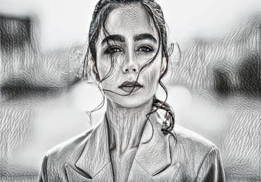 I will make alluring digital pencil effect sketch portrait for you