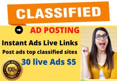 I Will post your 30 ads on top rated classified ad posting sites