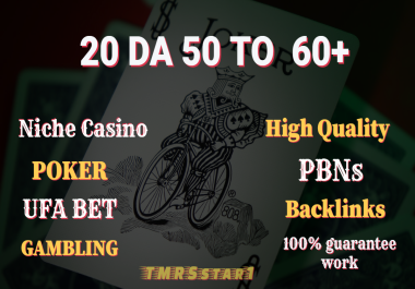 Get 20 High Quality DA 50+ Niche Casino Poker Slot Related Pbns Backlinks
