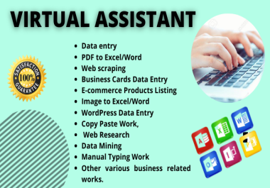 I will do data entry,  E-commerce Products Listing,  copy paste,  typing work etc