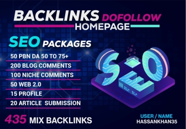 I Provide Seo Backlinks Dofollow Homepage Unique Links 435 MIX Backlinks