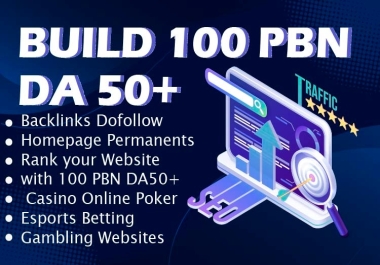 Build 100 PBN DA50+ Backlinks Dofollow Homepage Permanents with Casino Poker exports Betting website