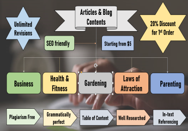 I will write SEO friendly Blog posts on various niches of 1000 words