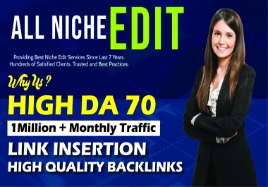 I will do niche edits,  link insertion on traffic websites,  seo backlinks