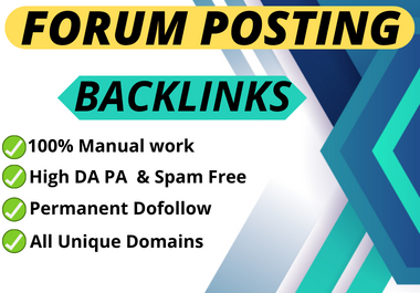 I will create 50 Forum posting backlinks on high authority sites with unique content