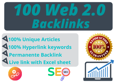 100 Web 2.0 dofollow backlinks through high authority sites fully white hat method