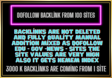 Dofollow Backlink from 100 Sites