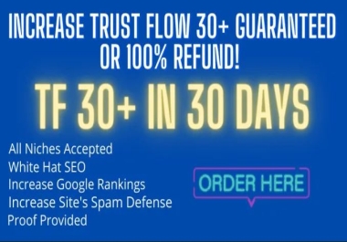 I will increase your website URL trust flow to 30 guaranteed or refund