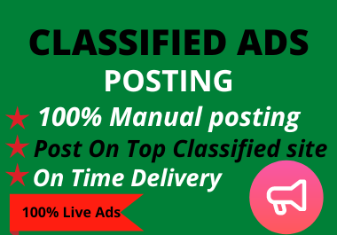 I will post 60 ads on top ad posting sites