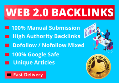 Providing 30 web 2.0 backlinks to high authority domains will be done manually by me