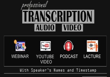 Transcribe youtube video,  podcast,  webinar,  or any audio and video transcript