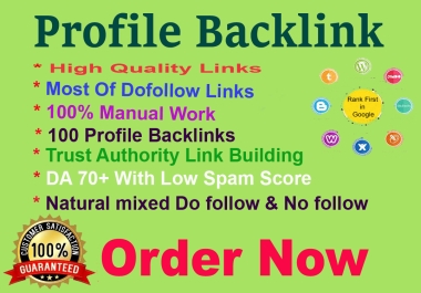 80Profile Backlinks Manually Create Do-Follow Permanent Link building rank on google fast