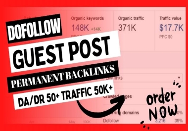 I will write and publish premium guest post on DA/DR 50+ and traffic 500k