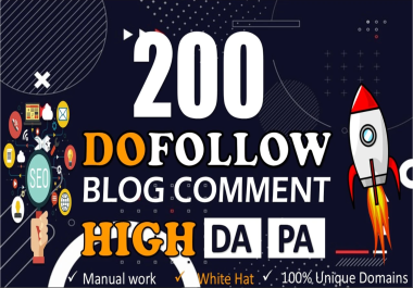 I will do 200 unique domains backlinks blog comments with da 20 to 80