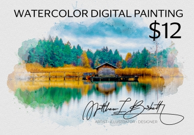 Customizable Digital Water Color Painting - Any Photo