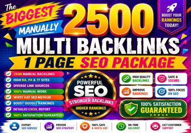 Biggest Manual 2500 multi Backlinks SEO Package for Website Ranking