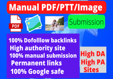 I will do 100 manually PDF/PTT/Image submission sharing sites