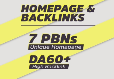 7 Powerful High DA 60+ HomePage PBN Backlinks Quality Links