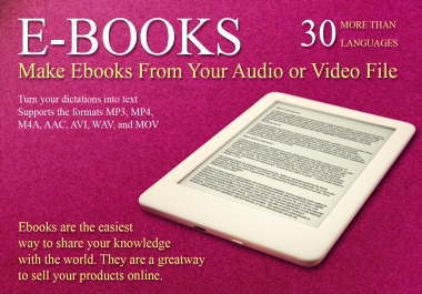 I will Transform ANY audio or video file into super-readable text documents,  blog posts,  and eBooks