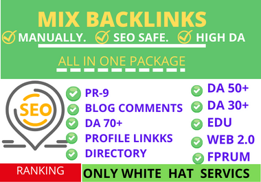 I will provide 70 high authority,  best mix backlinks to your website