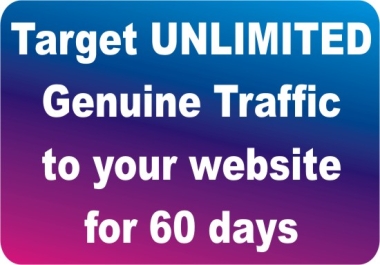 Target UNLIMITED Genuine Traffic To Your Website or Offer for 60 Days