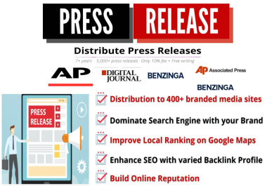 I will Do Press Release on Reputed Distribution Sites