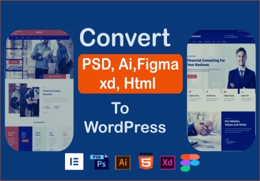 Convert psd,  xd,  sketch,  figma,  html to wordpress