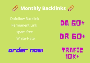 I will do monthly SEO backlinks service with white hat link building