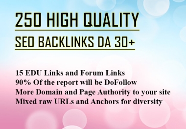 I will do 250 high quality seo backlinks DA30+