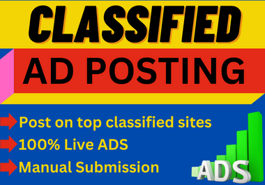 I will provide 50 clasified ad posting through high authority sites