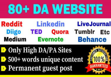 10 High Quality Guest Post On DA 80+ Sites For SEO Backlinks