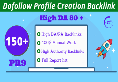 I will create 130 profile backlinks & 20 EDU GOV backlinks SEO manual DA 80+ & PA 80+ full Dofollow