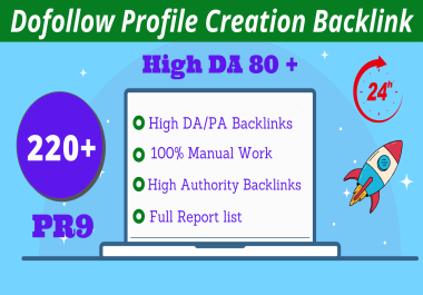 I will create 200 profile backlinks & 20 EDU GOV backlinks SEO manual DA 80+ & PA 80+ full Dofollow