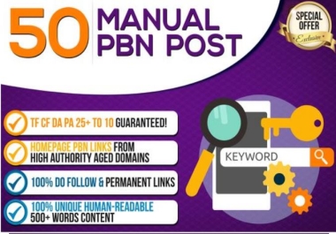 50 PBN on DR50+ DA60+ Dofollow SEO backlinks on aged domains and boost your rank