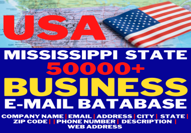 USA,  Mississippi State Business Email Database,  +50000 Mississippi Email lists