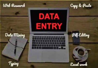I will do data entry,  data collection,  web research,  typing work