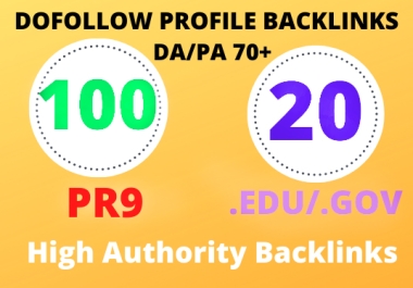 I Will Manually Do 100 Pr9 + 20 EDU. Gov LINKS DA 80+ SEO High Authority Backlinks Total 120+ HPR