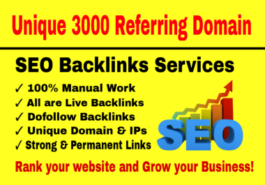 Rank your website with unique 3000 referring domain seo backlinks