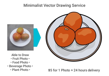 I will do minimalist vector drawing service of Fruit,  Food,  Beverage or Plant photo