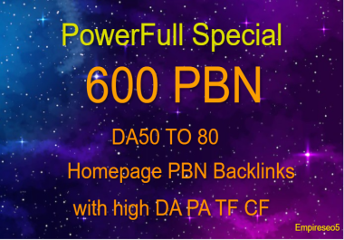 Get Premium 600 PBNs DA 50 to 80+ Homepage Quality Links