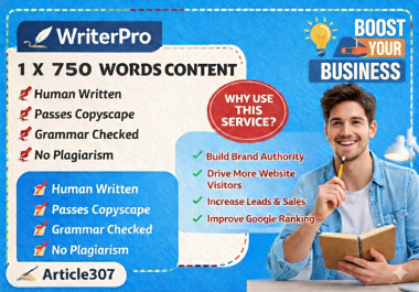 I will write 750 words unique article and content writing